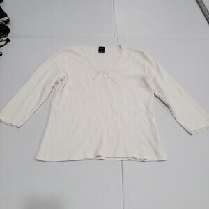 GAP Cream V-Neck Tie-Front Long Sleeve Blouse